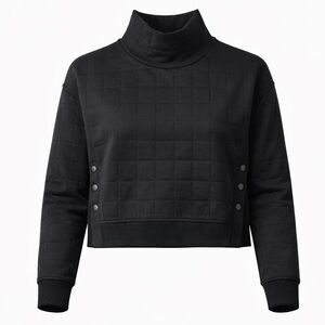 NWT Women’s Small | 90 Degree | Black Quilted Mock Neck Pullover Sweatshirt Snap